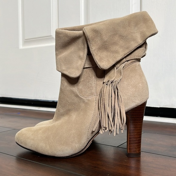 Johnston & Murphy Keaton  Leather Ankle Boots Size 7.5 Fringe Cuff Weste… - Picture 4 of 13